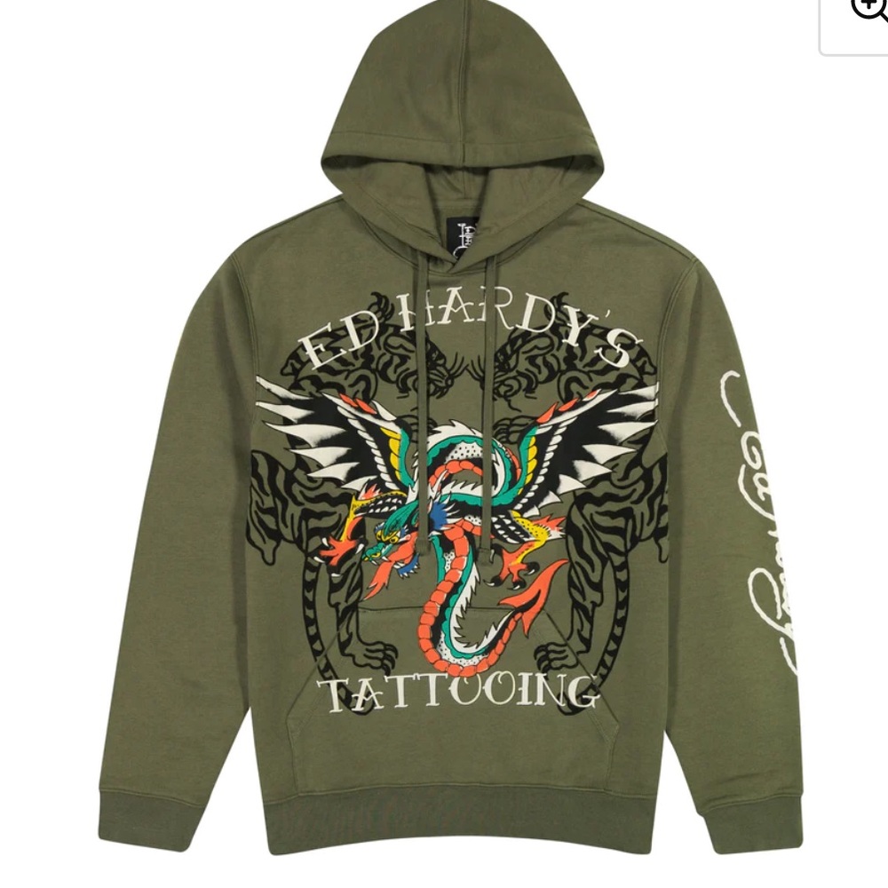 NWT Ed Hardy Dragon Wings Olive
Pullover Hoodie